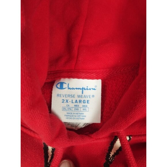 Champion Mens 2XL Red Mickey Mouse Reverse Weave Hoodie Oh Boy Disney Vintage - Picture 3 of 6